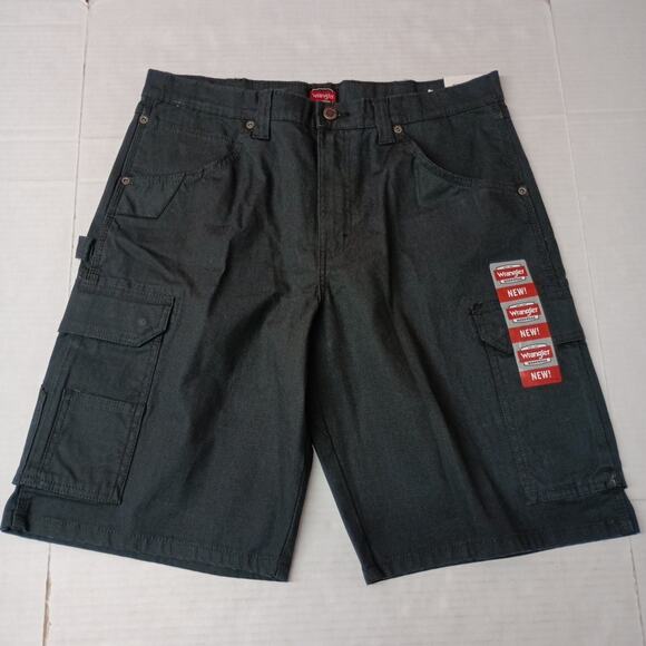 Wrangler Flex Ranger Cargo Shorts Men's Size 34 Black Relaxed Fit Comfort Flex - Picture 1 of 5
